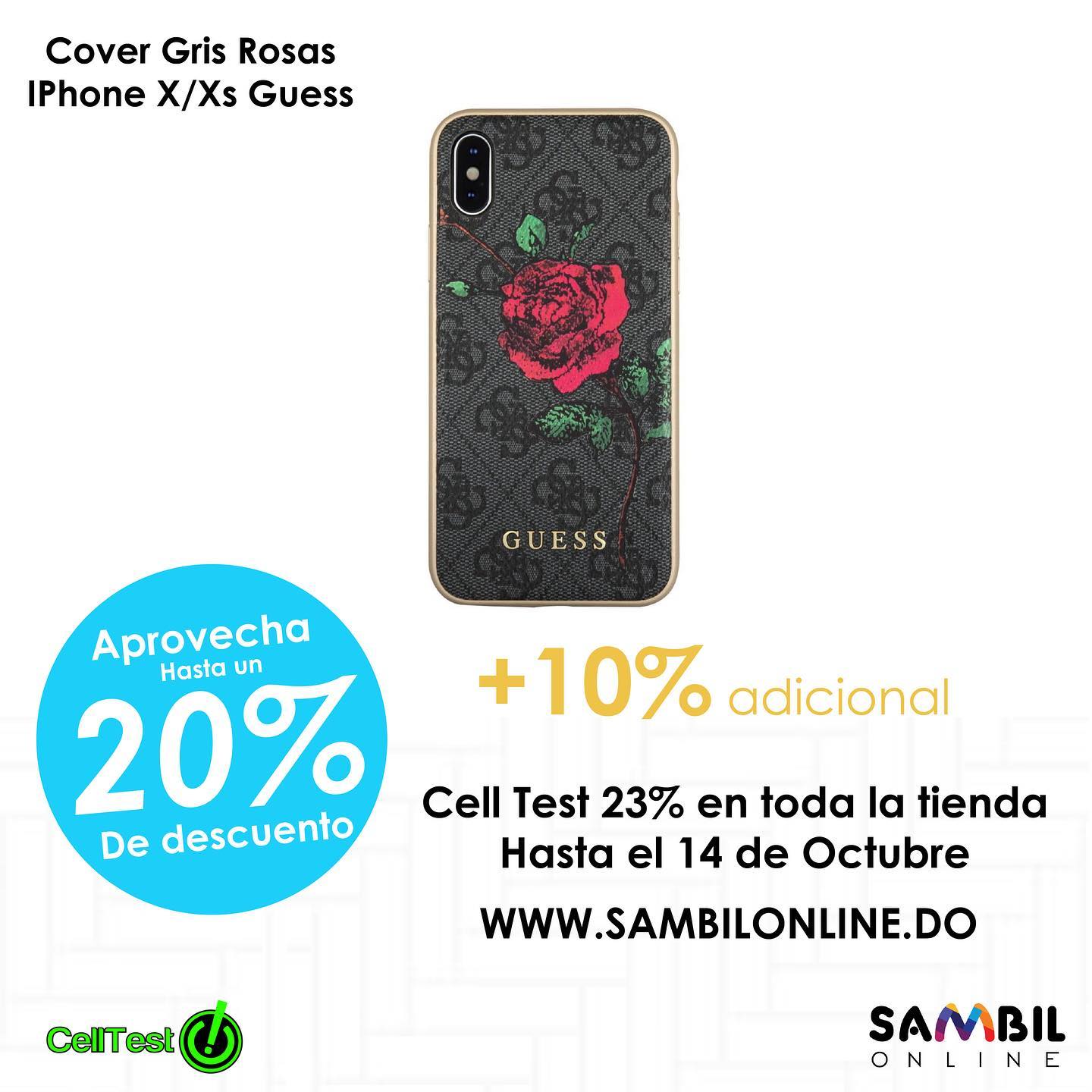 Cover Gris Rosas Iphone XS Guess